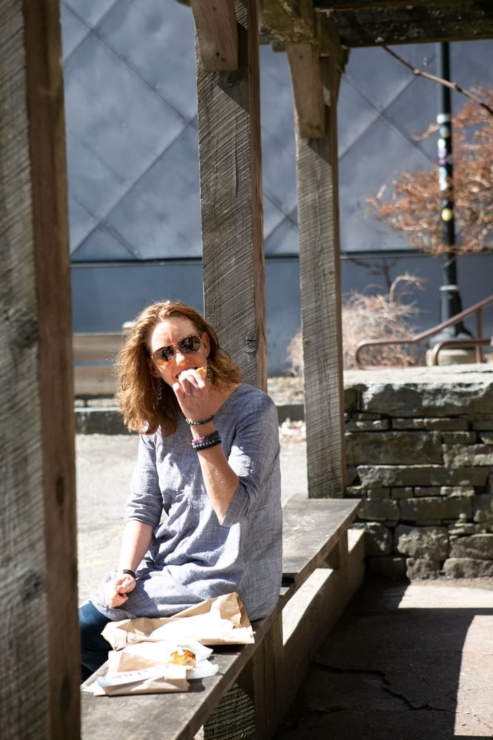 Chef Karina Hines eating