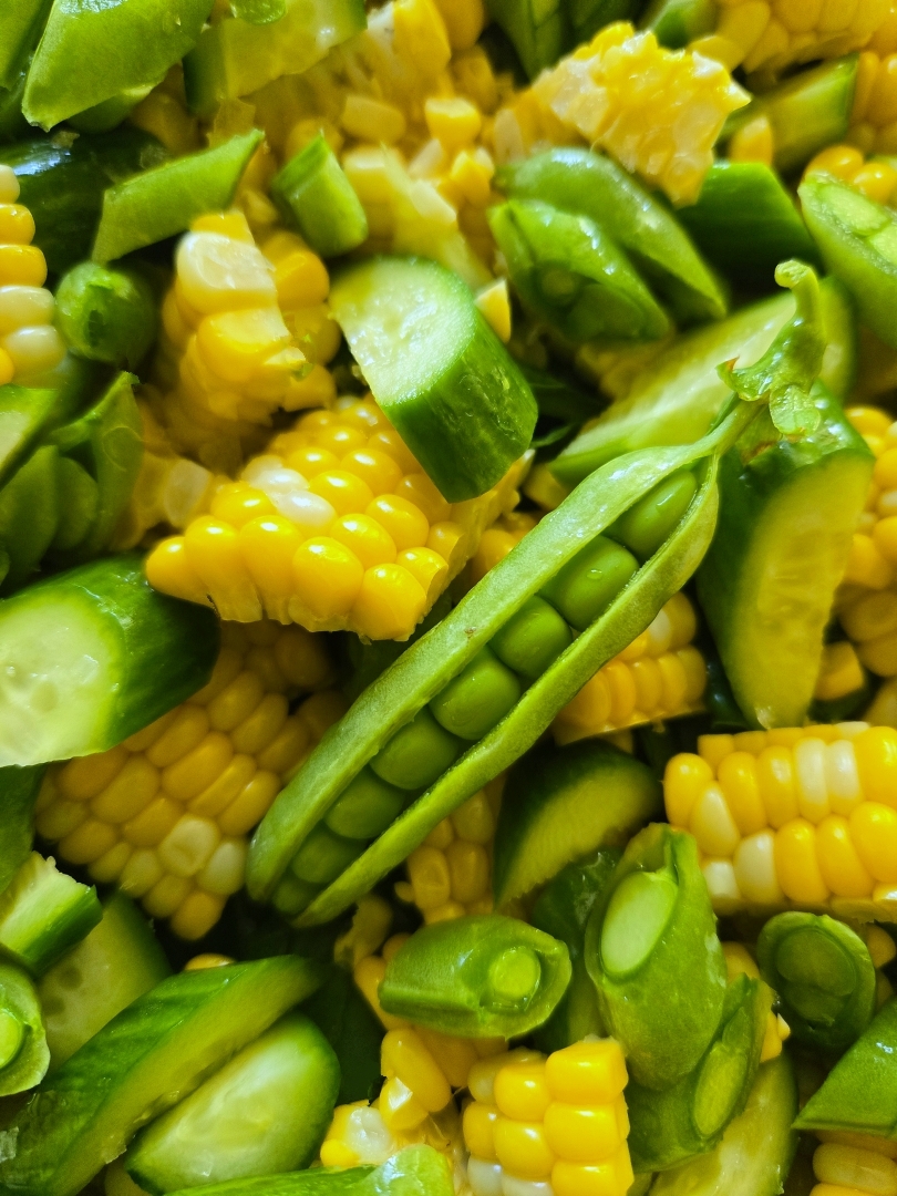 Corn, Cucumber & Pea Salad
